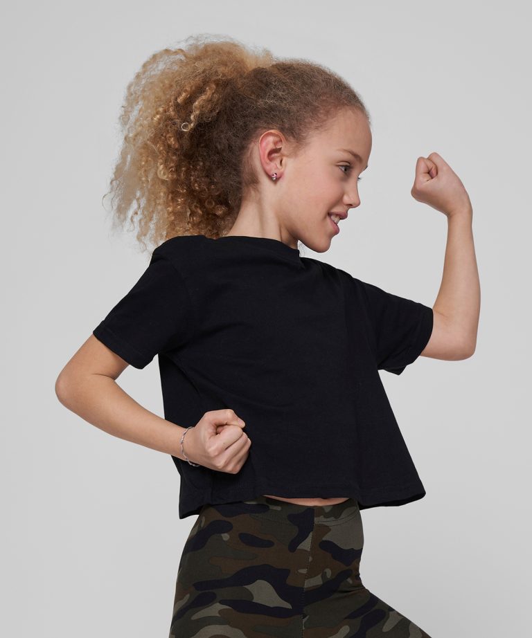 Alternative view of Build Your Brand - Girls Cropped Jersey Tee BY114