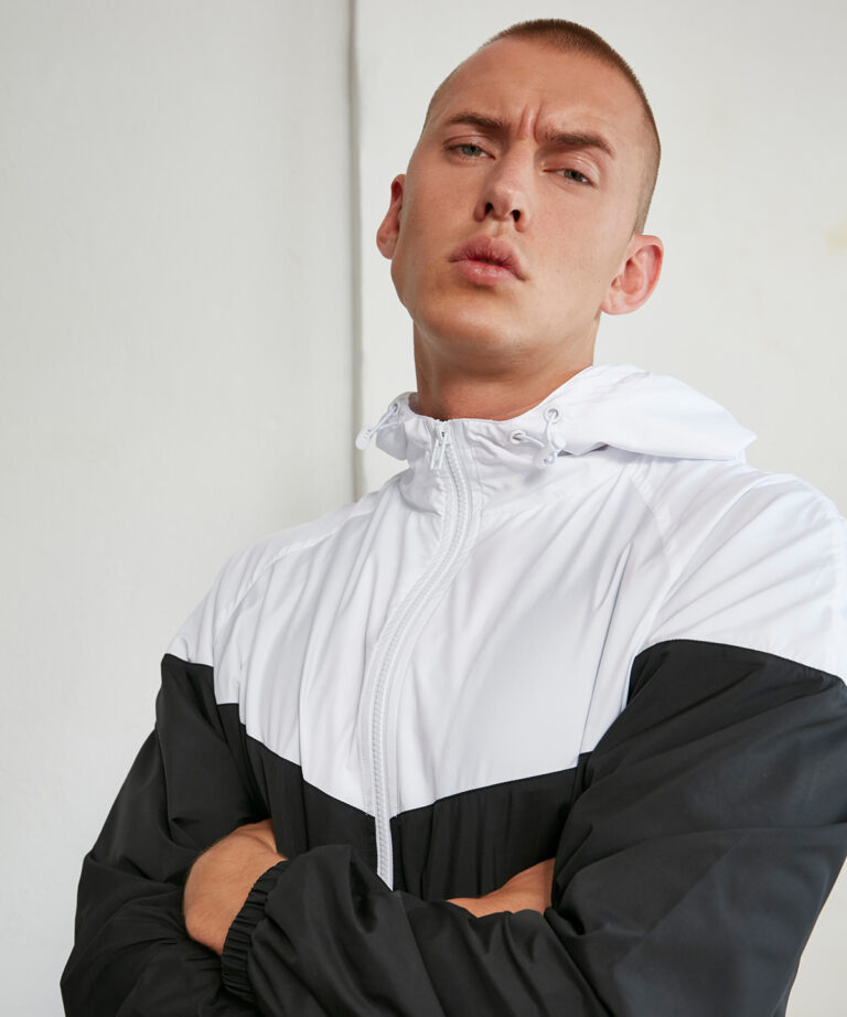 Build Your Brand Two tone tech windrunner jacket BY129