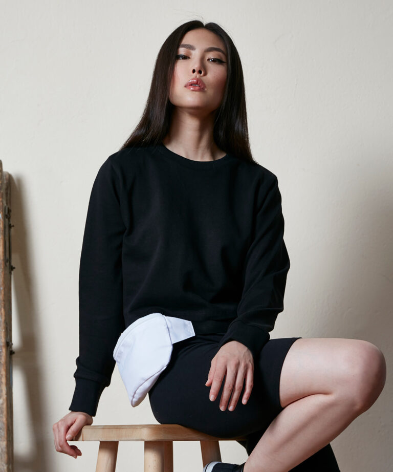 Build Your Brand Womens terry cropped crew BY131, Vivid Promotion Workwear