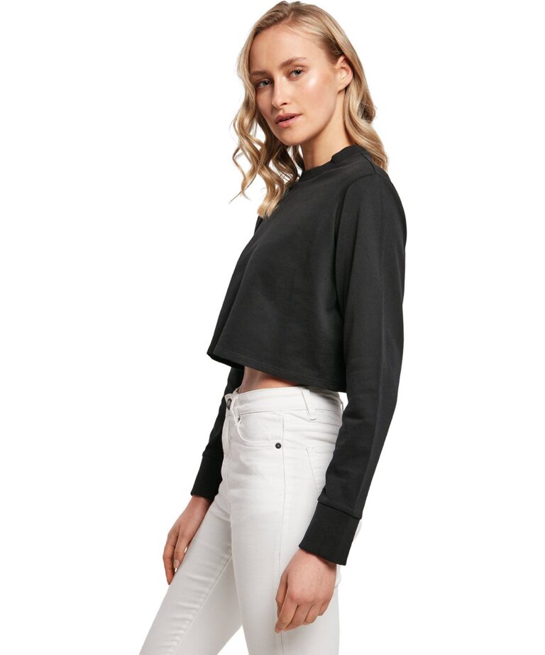 Build Your Brand Womens terry cropped crew BY131