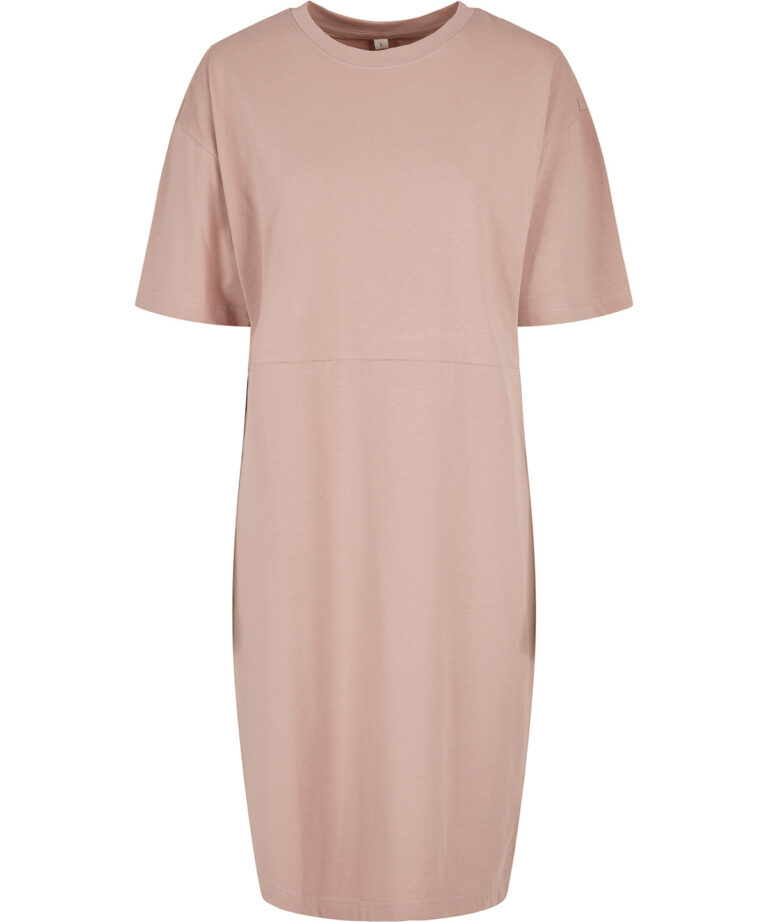Build Your Brand Women&#8217;s organic oversizes slit tee dress BY181, Vivid Promotion Workwear