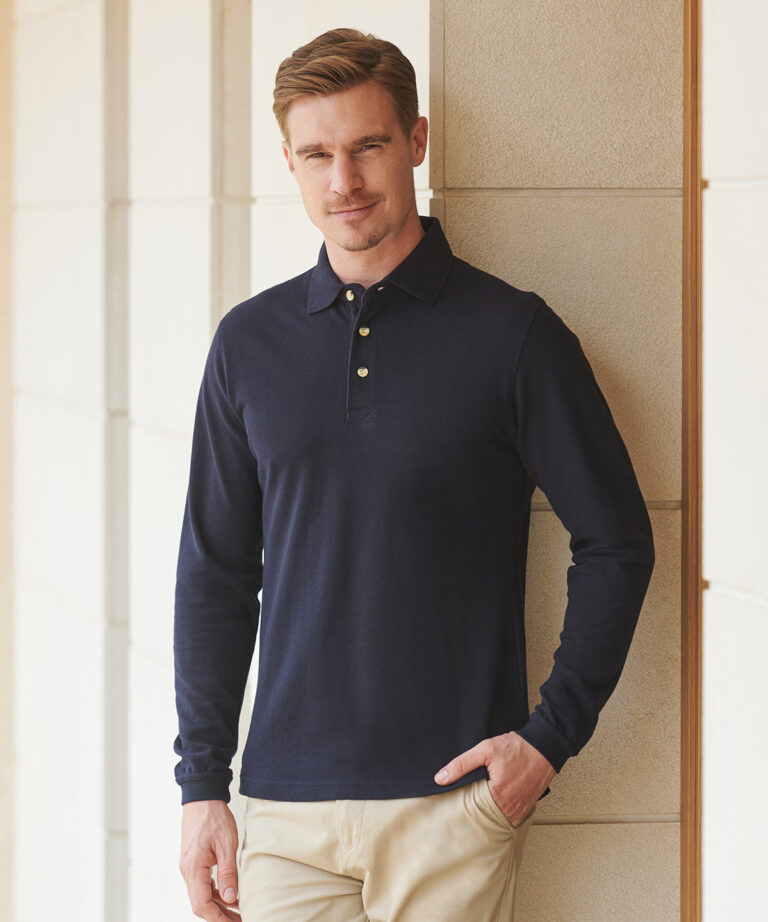 Henbury Long sleeve cotton polo shirt HB105