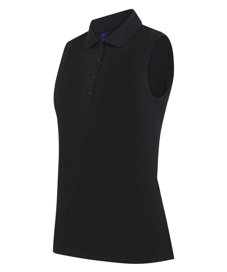 Henbury Womens sleeveless Coolplus polo shirt HB477, Vivid Promotion Workwear