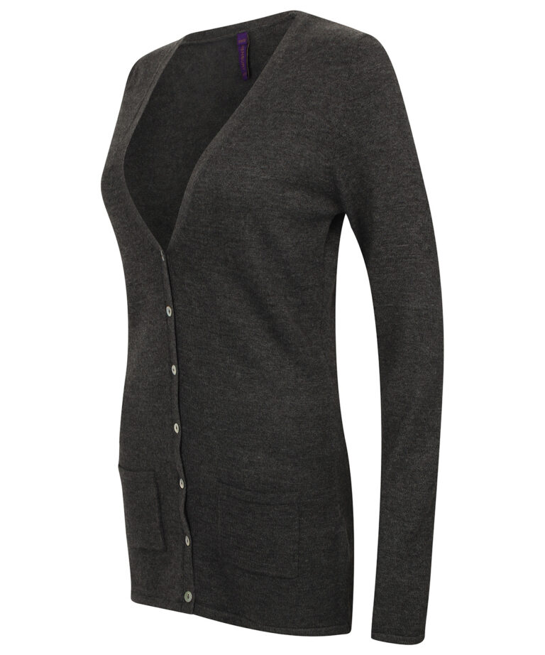 Henbury Women&#8217;s v button cardigan HB723, Vivid Promotion Workwear
