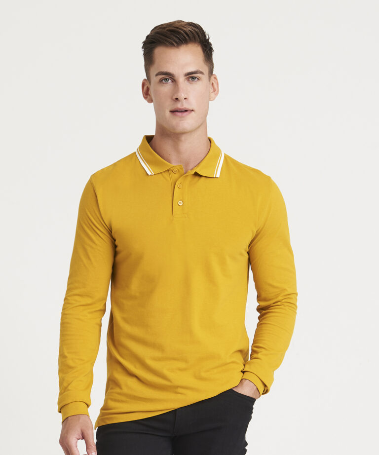 AWDis Just Polo&#8217;s Long sleeve tipped 100 polo JP103, Vivid Promotion Workwear