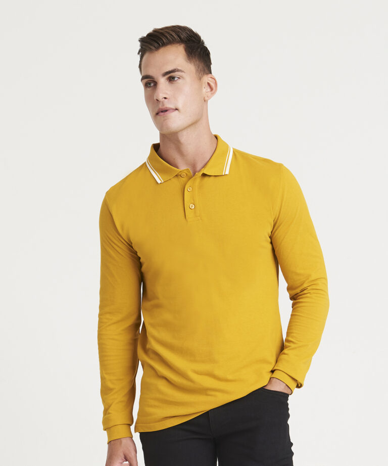 AWDis Just Polo&#8217;s Long sleeve tipped 100 polo JP103, Vivid Promotion Workwear