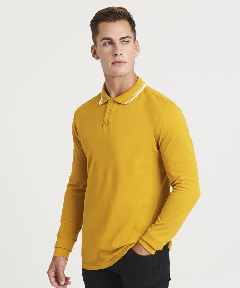 AWDis Just Polo&#8217;s Long sleeve tipped 100 polo JP103, Vivid Promotion Workwear