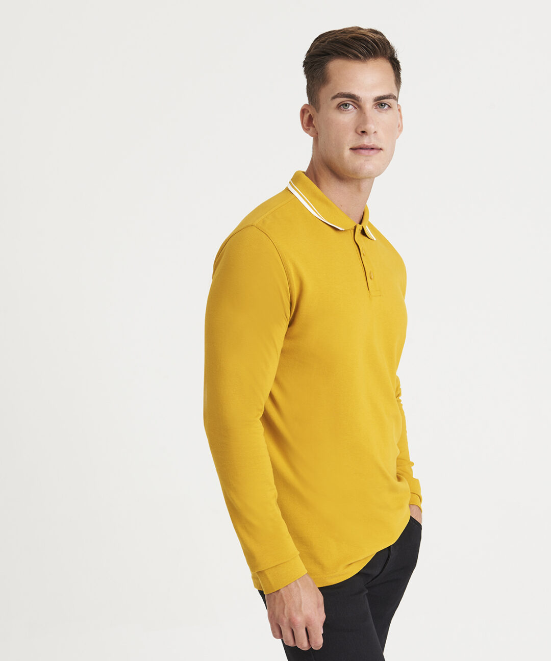 AWDis Just Polo&#8217;s Long sleeve tipped 100 polo JP103, Vivid Promotion Workwear