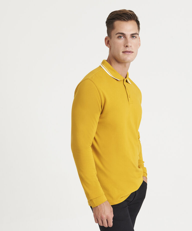 AWDis Just Polo&#8217;s Long sleeve tipped 100 polo JP103, Vivid Promotion Workwear