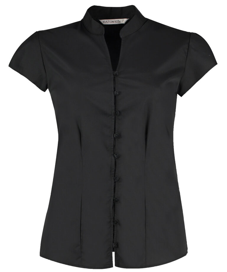 Alternative view of Kustom Kit Women's continental blouse mandarin collar cap sleeve (tailoRed KK727