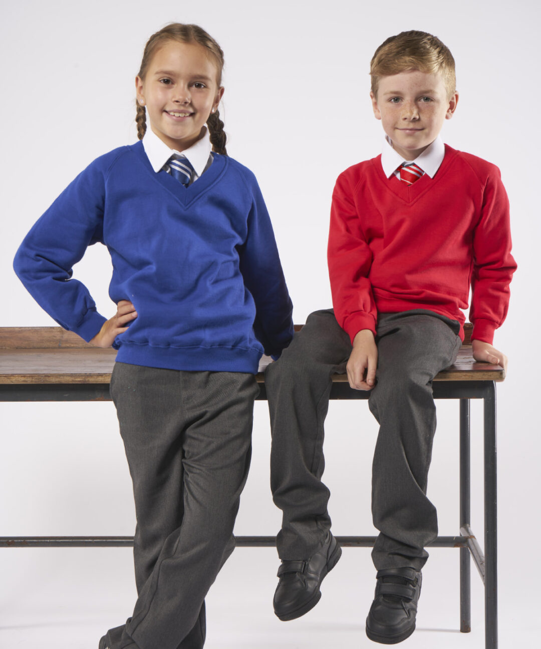 Maddins Kids Coloursure v neck sweatshirt MD02B, Vivid Promotion Workwear