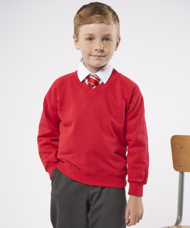 Maddins Kids Coloursure v neck sweatshirt MD02B, Vivid Promotion Workwear
