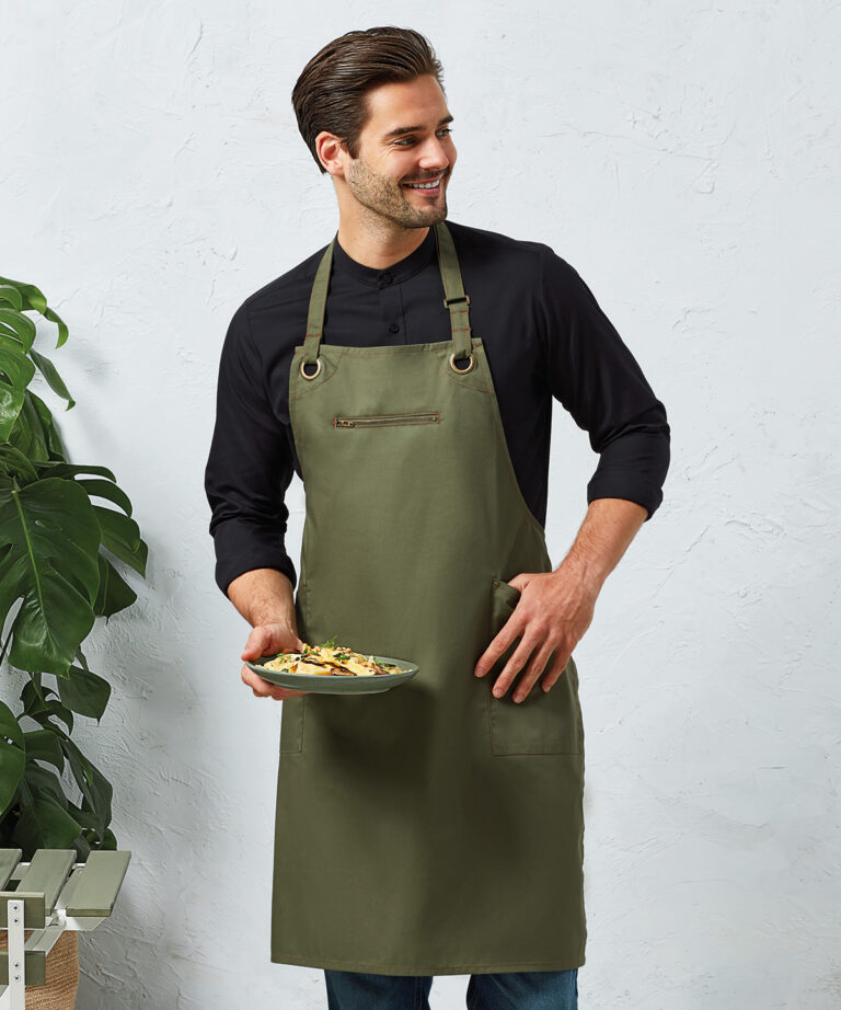 Premier Barley Contrast Stitch Bib Apron PR121