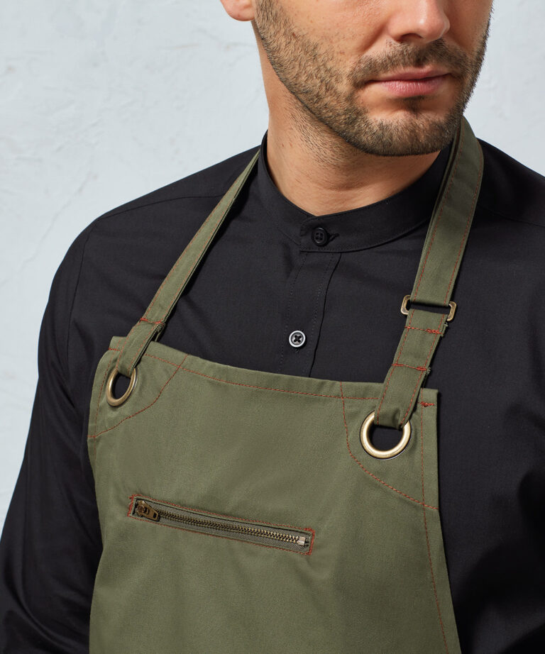 Premier Barley Contrast Stitch Bib Apron PR121, Vivid Promotion Workwear