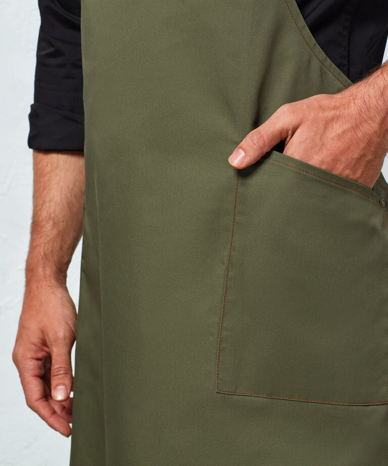 Premier Barley Contrast Stitch Bib Apron PR121, Vivid Promotion Workwear