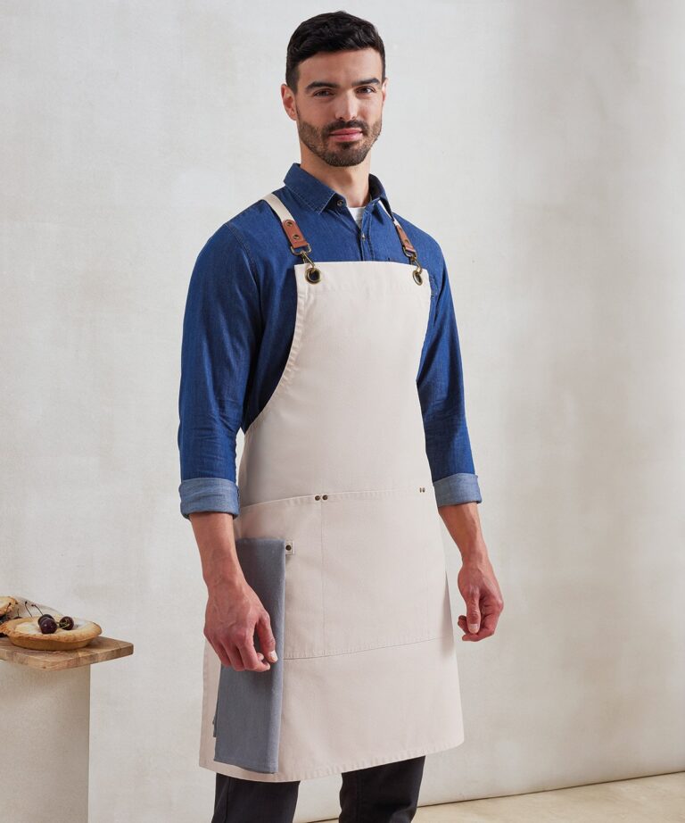 Premier Clip n Clasp cross back bib apron PR182, Vivid Promotion Workwear
