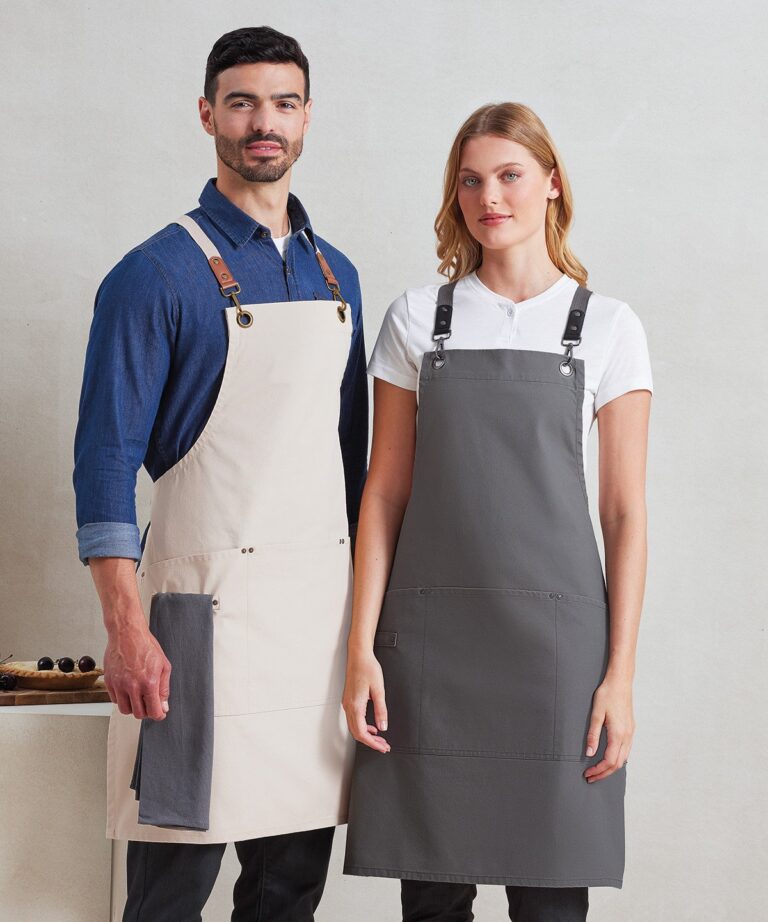 Premier Clip n Clasp cross back bib apron PR182, Vivid Promotion Workwear