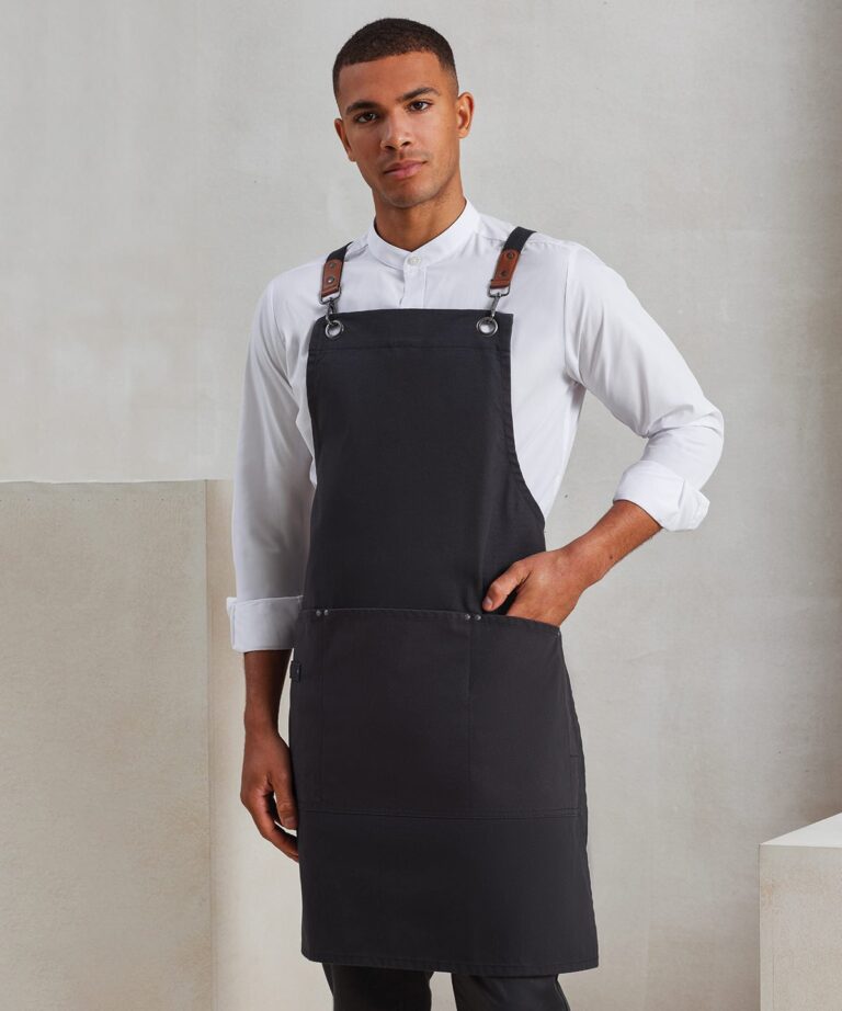 Premier Clip n Clasp cross back bib apron PR182, Vivid Promotion Workwear