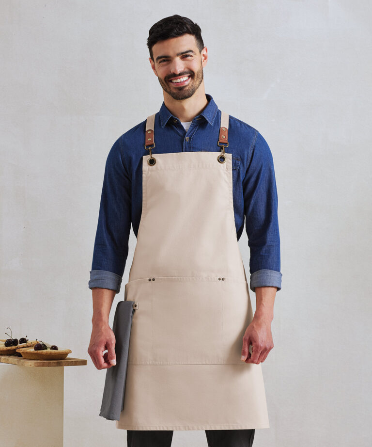 Premier Clip n Clasp cross back bib apron PR182, Vivid Promotion Workwear