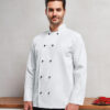 Premier Studded front long sleeve chef&#8217;s jacket PR665, Vivid Promotion Workwear