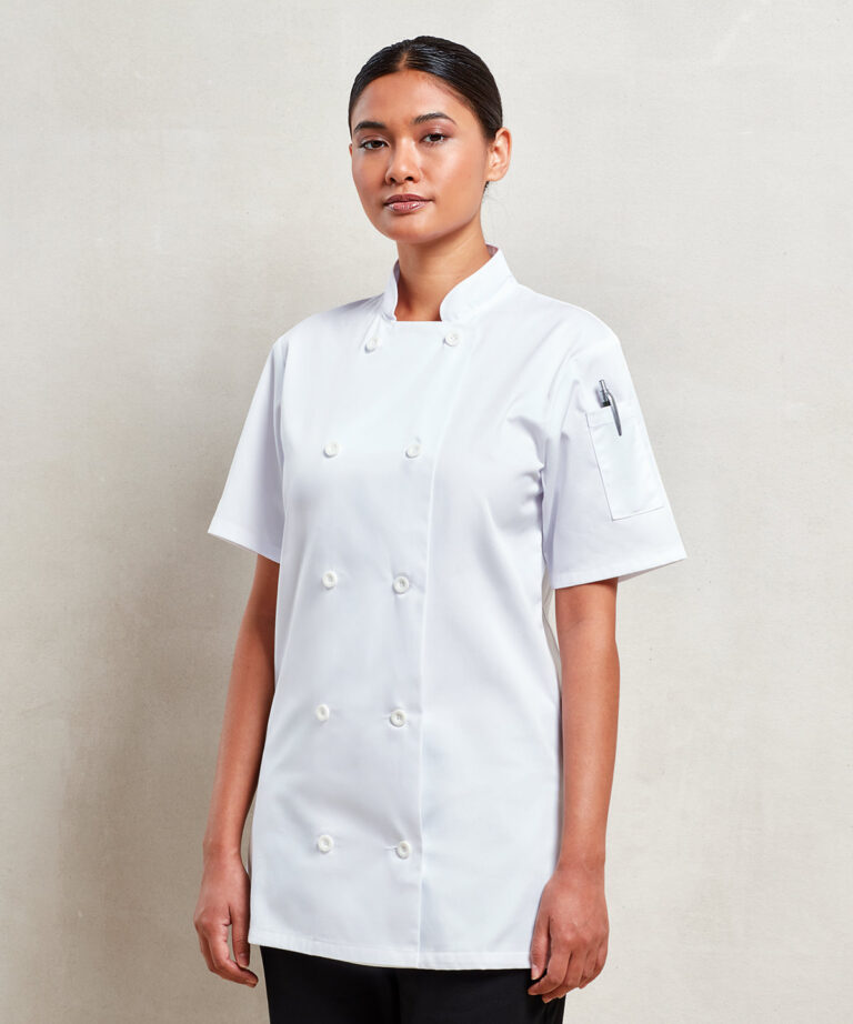 Premier Women's short sleeve chef's jacket PR670
