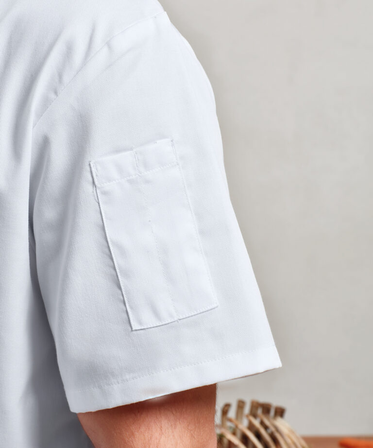 Premier Chefs Coolchecker short sleeve jacket PR902, Vivid Promotion Workwear