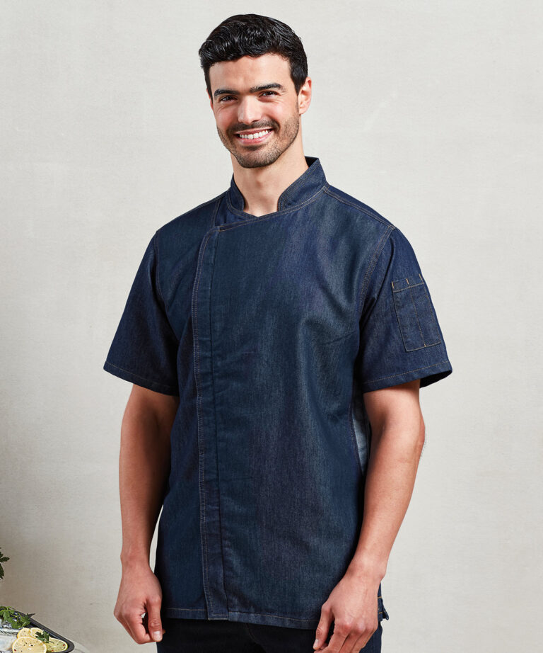 Premier Chef&#8217;s zip close short sleeve jacket PR906, Vivid Promotion Workwear