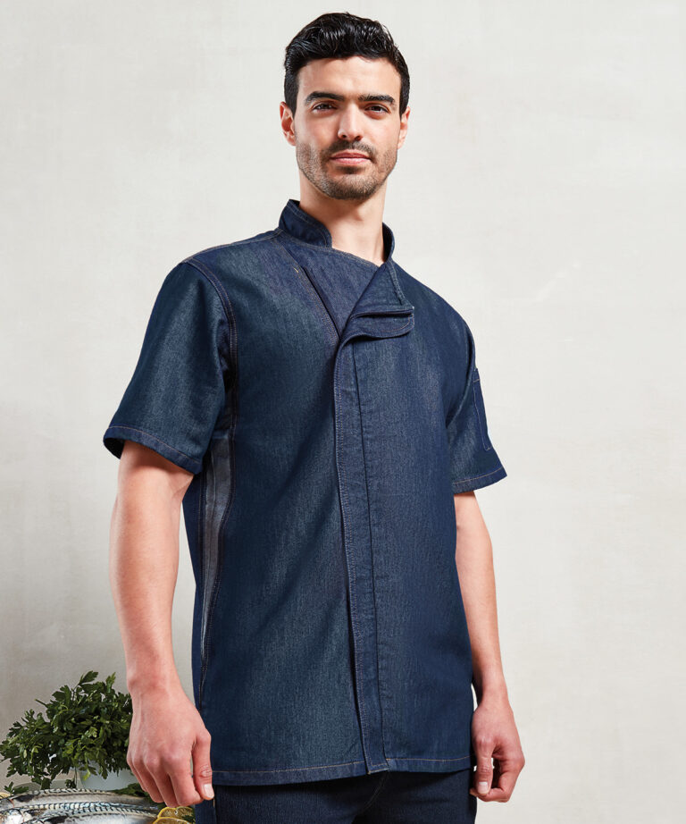 Premier Chef&#8217;s zip close short sleeve jacket PR906, Vivid Promotion Workwear