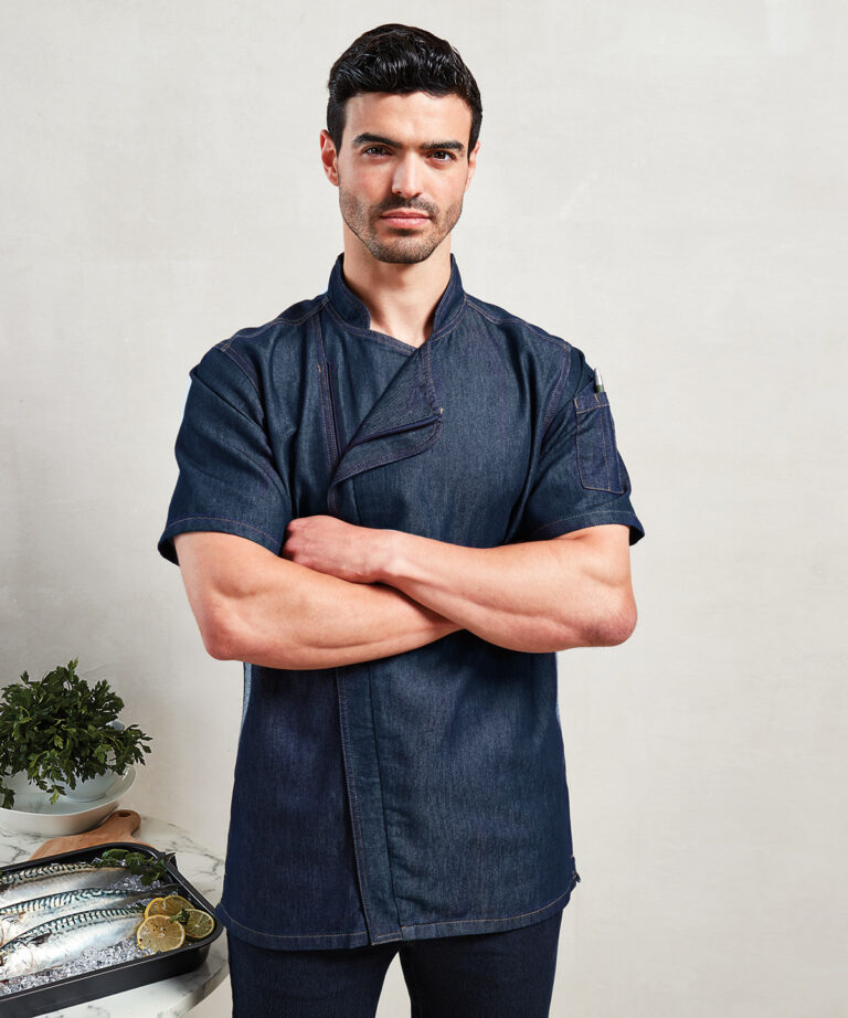Premier Chef&#8217;s zip close short sleeve jacket PR906, Vivid Promotion Workwear