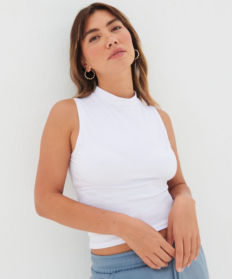 Sf - Womens High Neck Crop Vest SK170