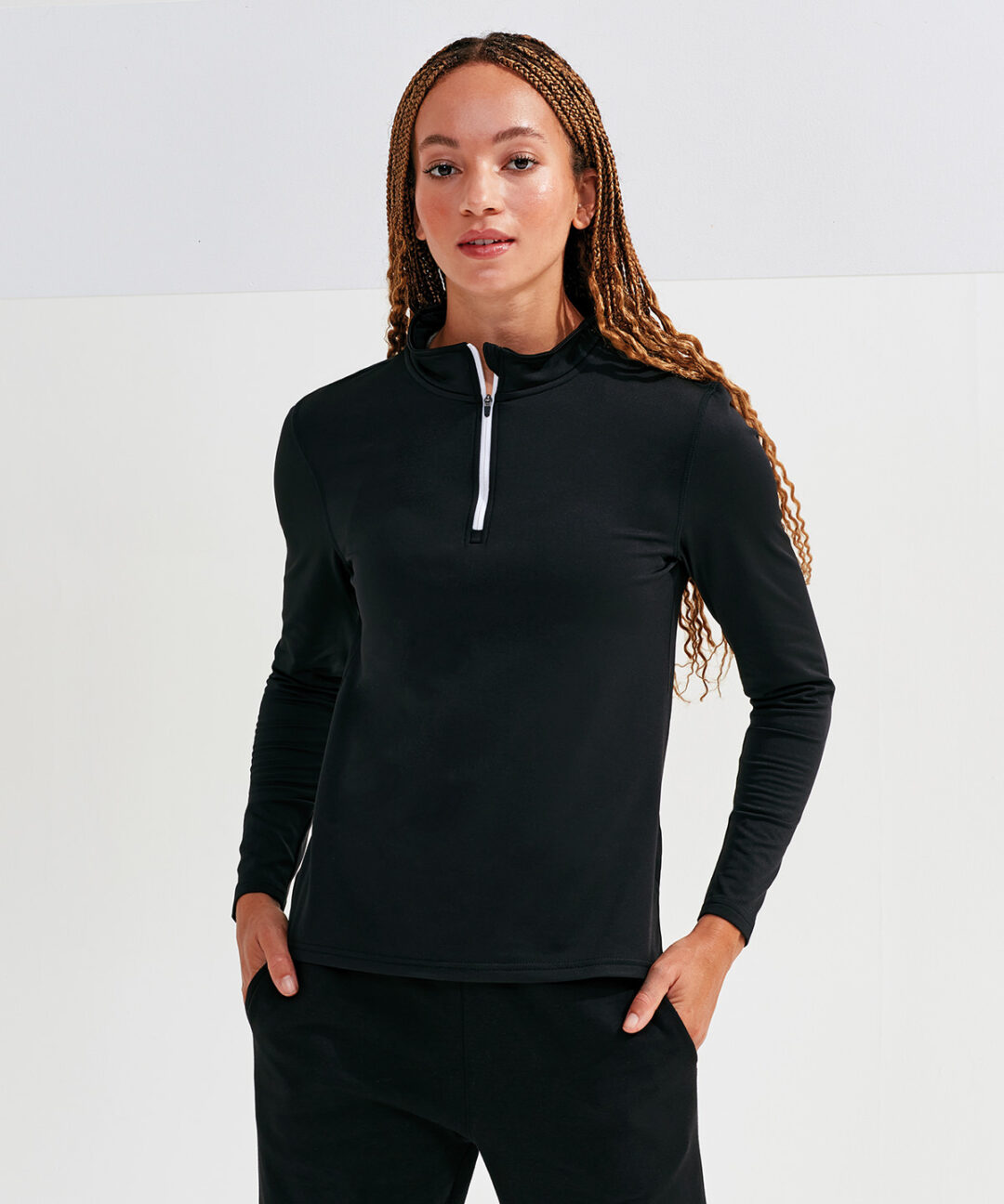 TriDri Womens TriDri recycled long sleeve brushed back ? zip top TR121, Vivid Promotion Workwear