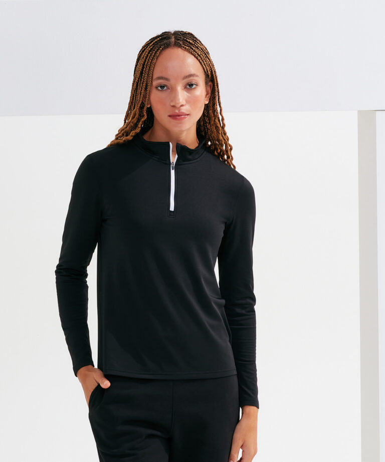 TriDri Womens TriDri recycled long sleeve brushed back ? zip top TR121, Vivid Promotion Workwear