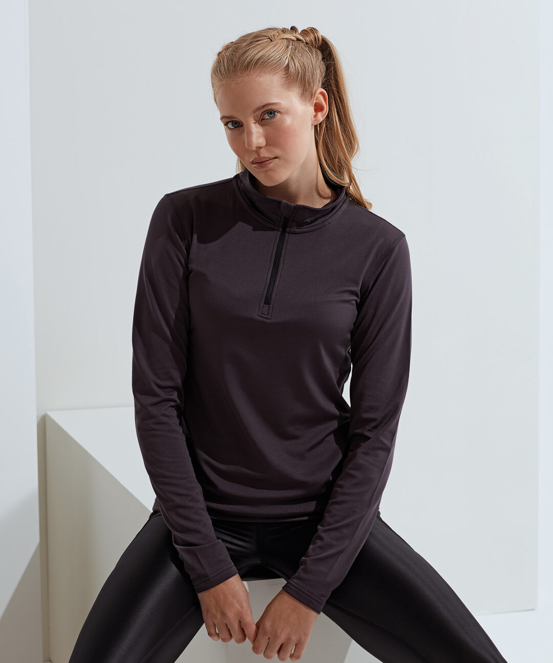 TriDri Womens TriDri recycled long sleeve brushed back ? zip top TR121, Vivid Promotion Workwear