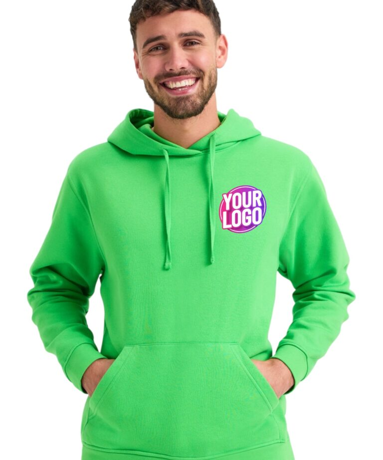 a man in a green sweatshirt