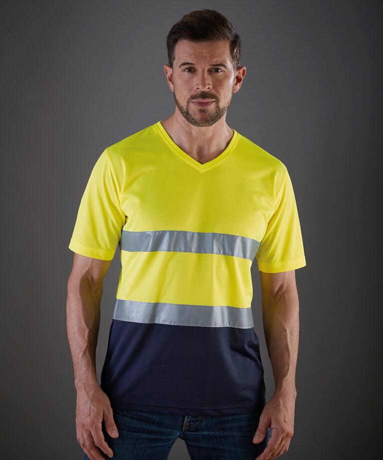 Yoko Hi vis top cool super light v neck t shirt (HVJ910) YK018, Vivid Promotion Workwear
