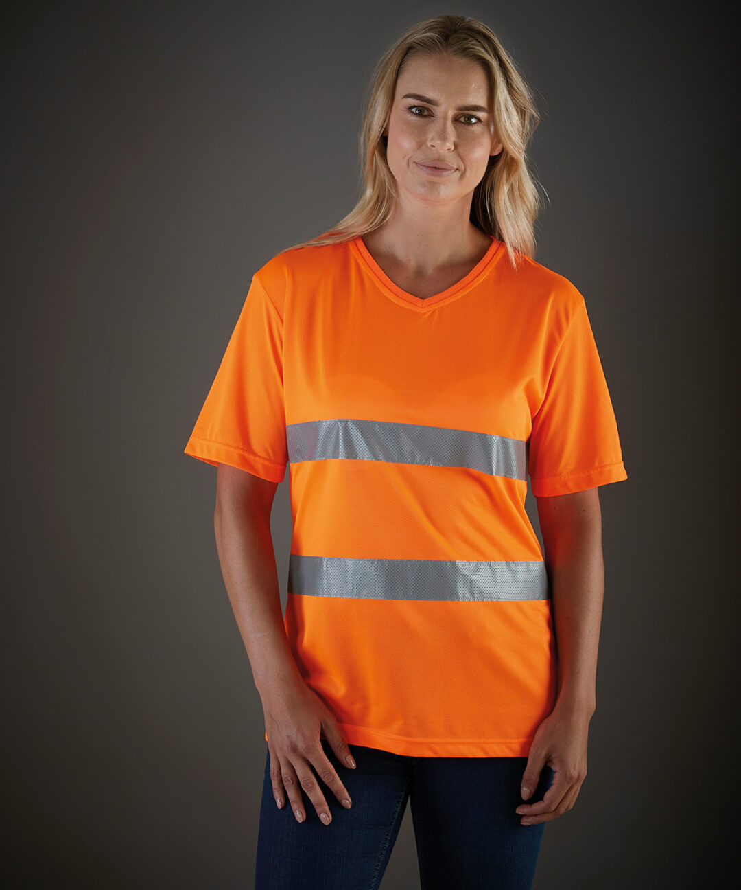 Yoko Hi vis top cool super light v neck t shirt (HVJ910) YK018, Vivid Promotion Workwear