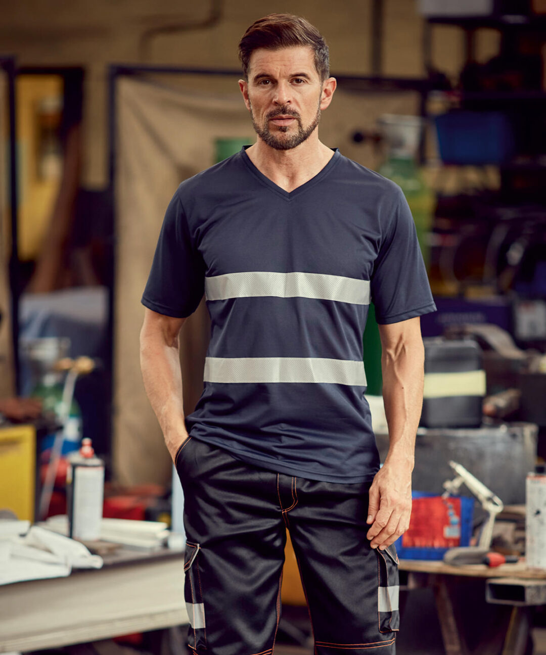 Yoko Hi vis top cool super light v neck t shirt (HVJ910) YK018, Vivid Promotion Workwear