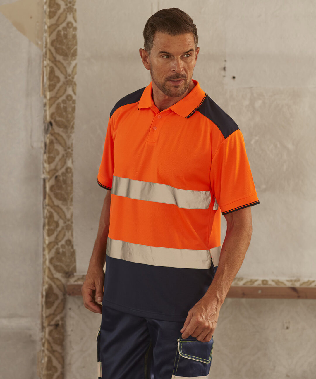Yoko Hi vis two tone polo shirt (HVJ220) YK104, Vivid Promotion Workwear