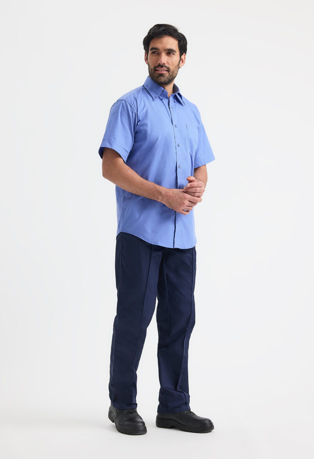 UNEEK Mens Pinpoint Oxford Half Sleeve Shirt UC702, Vivid Promotion Workwear