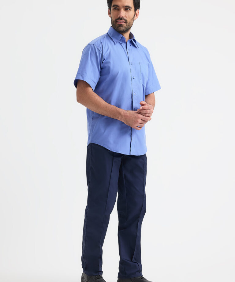 UNEEK Mens Pinpoint Oxford Half Sleeve Shirt UC702, Vivid Promotion Workwear
