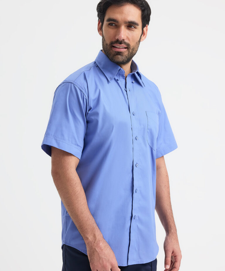 UNEEK Mens Pinpoint Oxford Half Sleeve Shirt UC702, Vivid Promotion Workwear