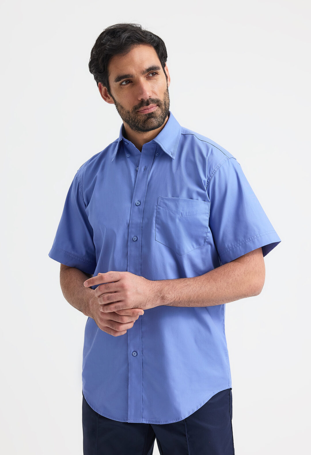 UNEEK Mens Pinpoint Oxford Half Sleeve Shirt UC702, Vivid Promotion Workwear