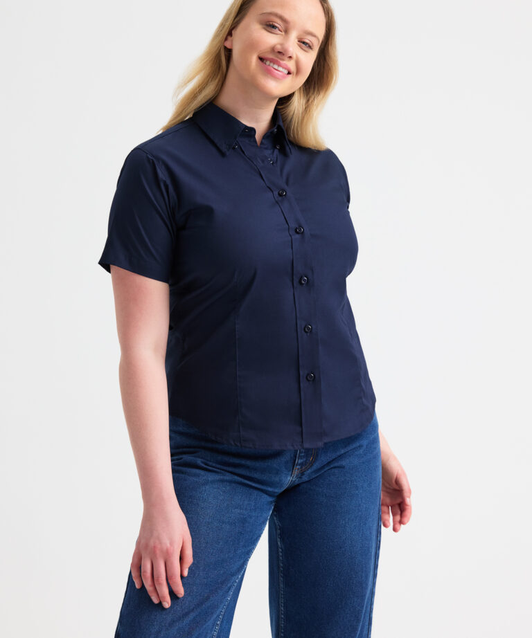 UNEEK Ladies Pinpoint Oxford Half Sleeve Shirt UC704, Vivid Promotion Workwear
