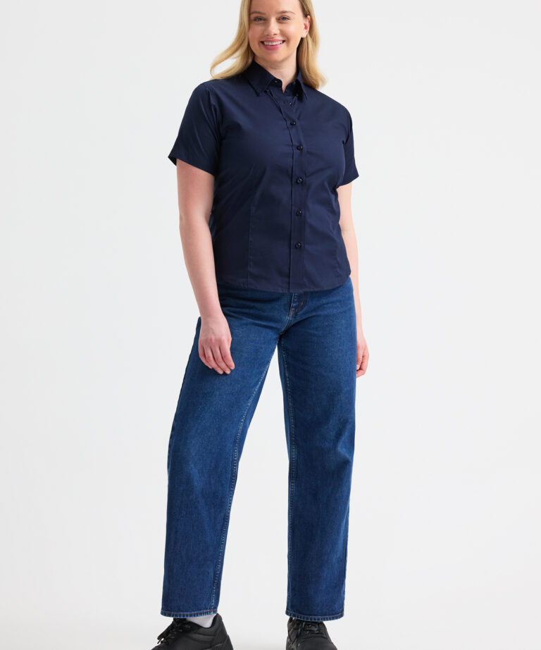 UNEEK Ladies Pinpoint Oxford Half Sleeve Shirt UC704, Vivid Promotion Workwear