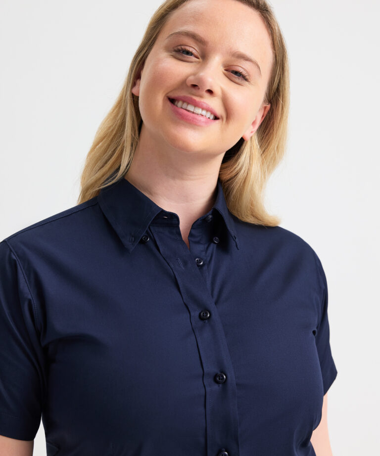 UNEEK Ladies Pinpoint Oxford Half Sleeve Shirt UC704, Vivid Promotion Workwear