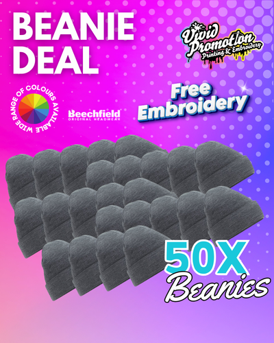 50x Workwear Beanie Hats Embroidered