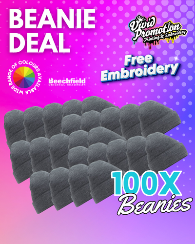 100x Workwear Beanie Hats Embroidered