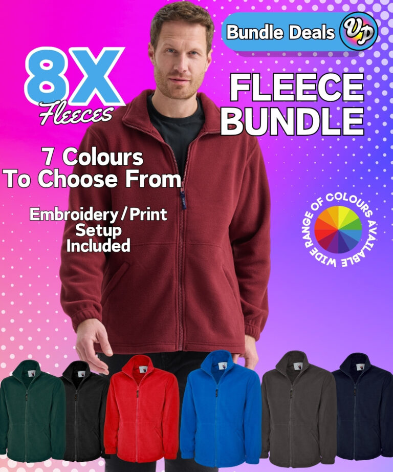 Uneek Fleece Jacket Bundle Deal x8 Custom Embroidered | Printed
