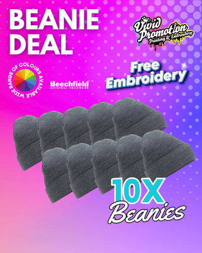 10x Workwear Beanie Hats Embroidered