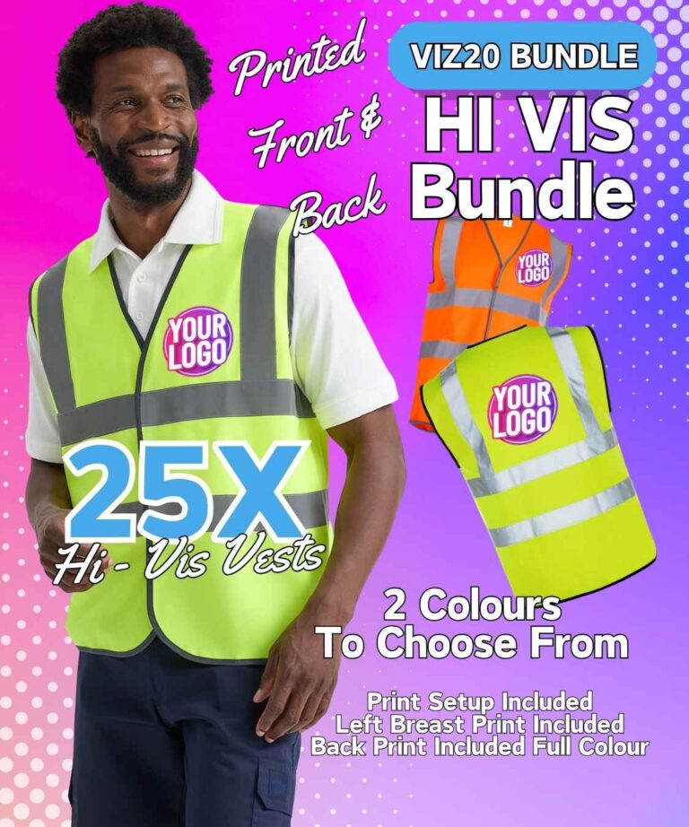 25x Hi-Vis Vest Printed Front and Back
